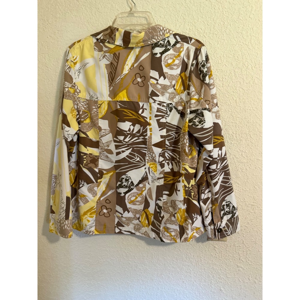 Allison Daley Womens Size 14 Abstract Botanical Button Front Jacket Boho - Picture 2 of 10